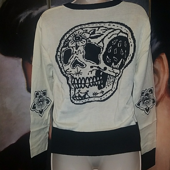 Banjo & Cake PATCHWORK SKULL Tattoo Flash Cardigan - Picture 3 of 8